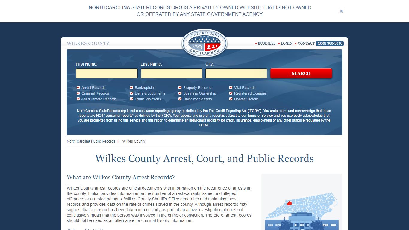 Wilkes County Arrest, Court, and Public Records